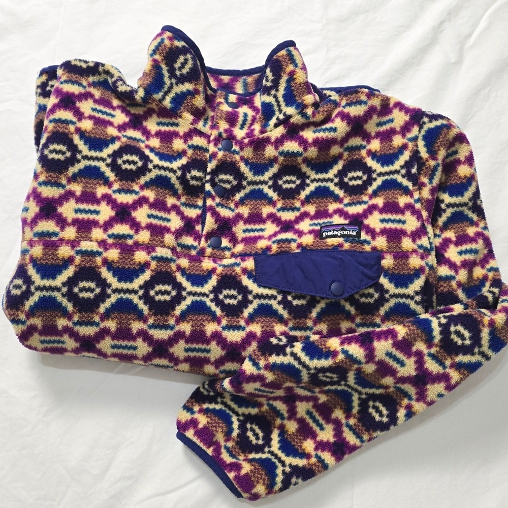 Patagonia Womens Medium Synchilla Fleece Pullover Abstract Geometric Snap Neck